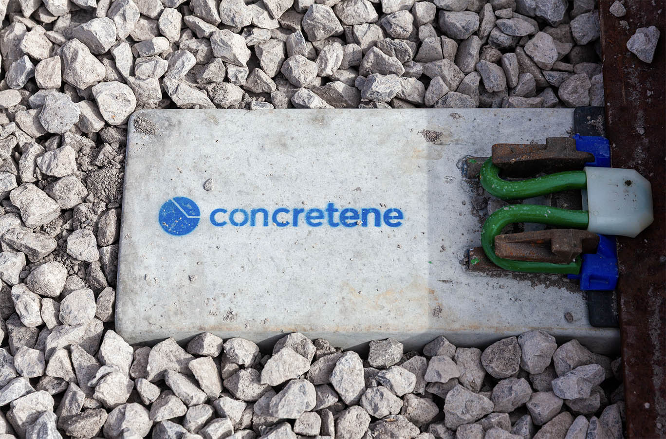 Low-carbon Concretene-enhanced railway sleeper, installed at the Global Centre of Rail Excellence in South Wales